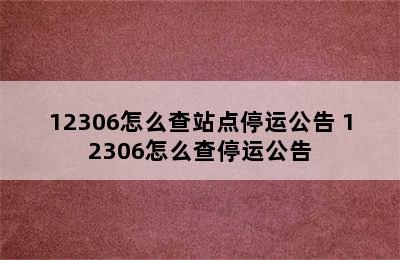 12306怎么查站点停运公告 12306怎么查停运公告